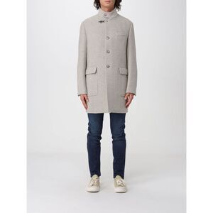 Fay Men Fay Single-Breasted Short Wool Coat With Iconic Metal Hook